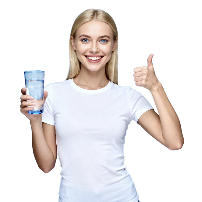 Woman with glass of water